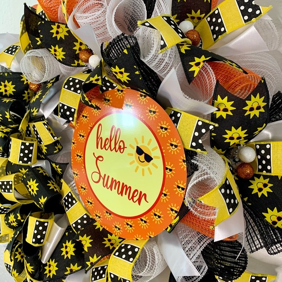 Deco mesh Summer sunshine wreath - Picture 2 of 8